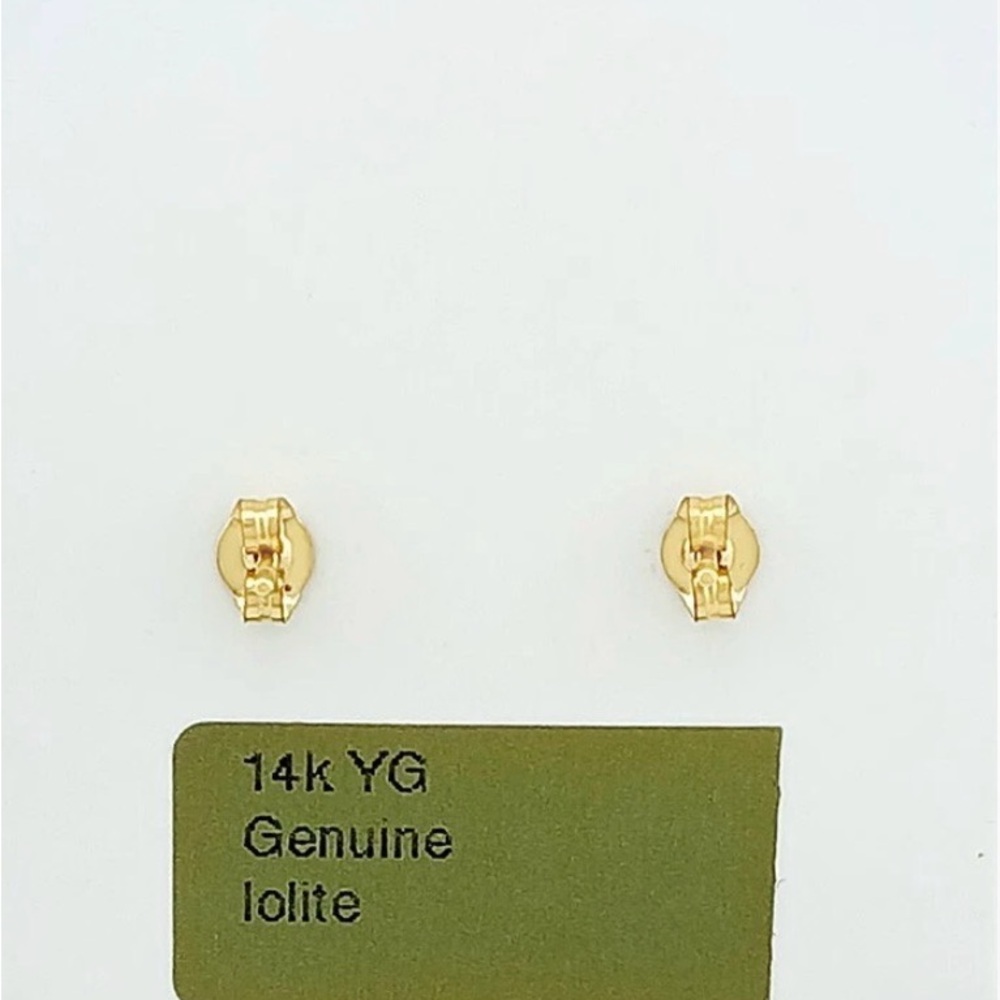 14 KT solid yellow Gold Natural 1.24cts. IOLITE Oval Stud Earrings - Picture 5 of 5